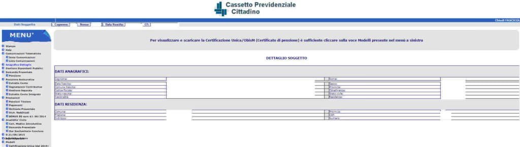 Fascicolo previdenziale Inps